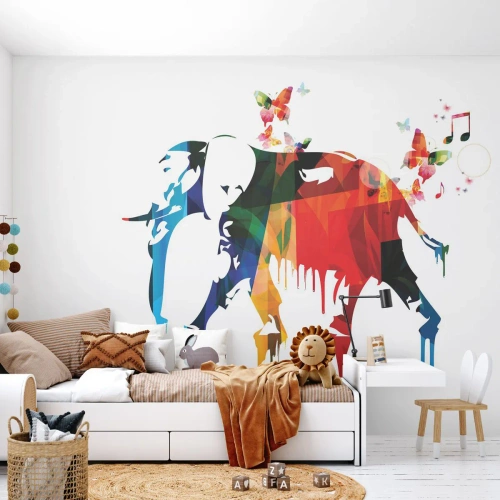 Papel de Parede Premium Sand - Todos podem dançar - Abstração, Elefante, Borboleta - 200x140 cm