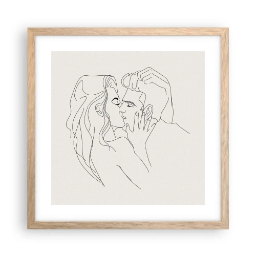 Pôster com moldura de carvalho claro - Emaranhados pelo sentimento - 40x40 cm