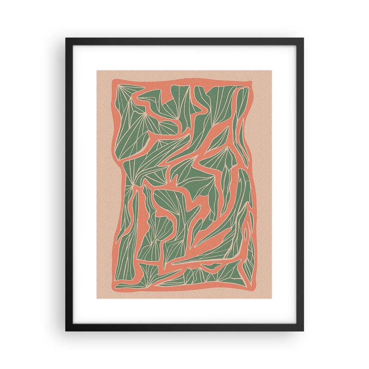 Pôster com moldura preta - A luta entre coral e vegetação - 40x50 cm