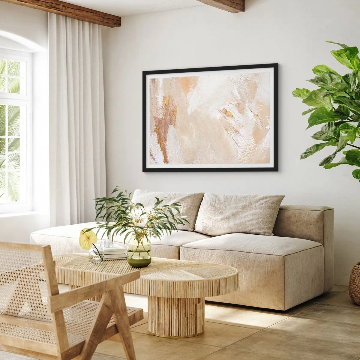 Pôster com moldura preta - Composição pastel - 100x70 cm