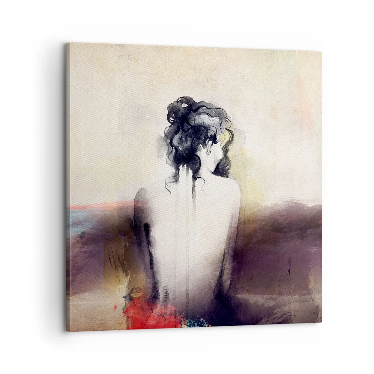 Quadro em tela - Linhas suaves, formas ovais - 60x60 cm