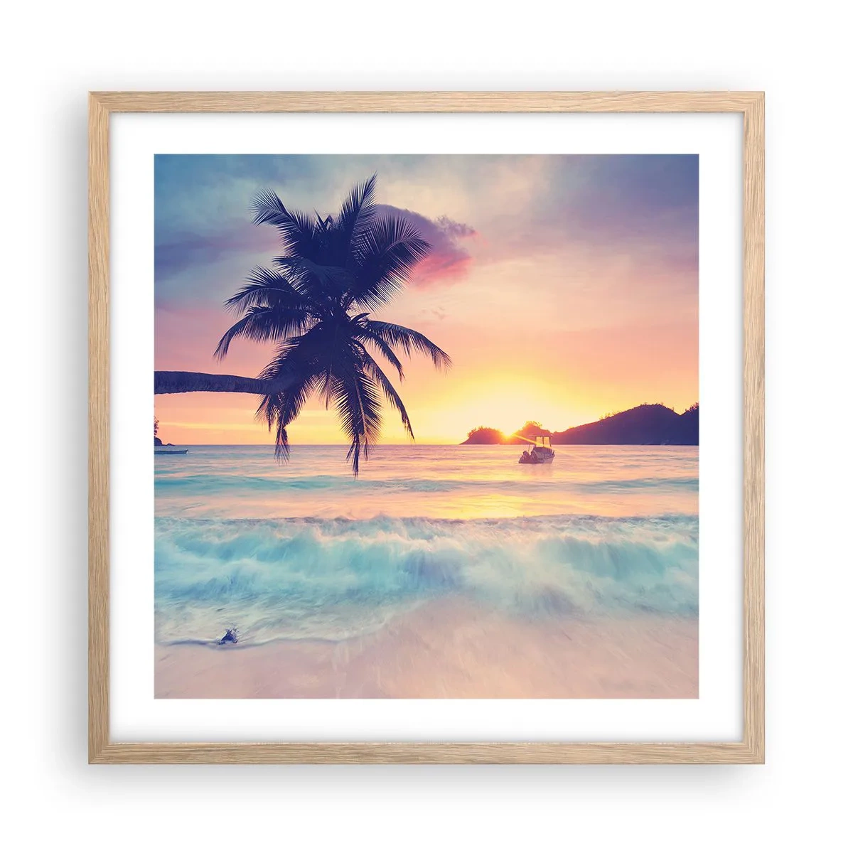 Pôster com moldura de carvalho claro - Noite na baía - 50x50 cm
