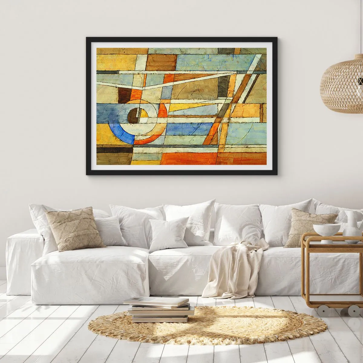 Pôster com moldura preta - Cubismo em construção - 70x50 cm