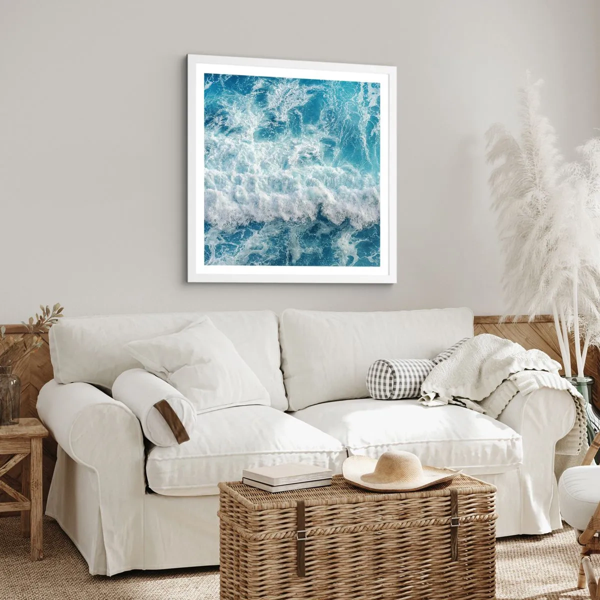 Pôster em moldura branca - Alegremente e aos saltos - 60x60 cm