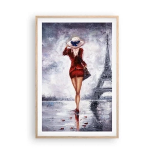 Pôster com moldura de carvalho claro - Símbolos parisienses - 61x91 cm