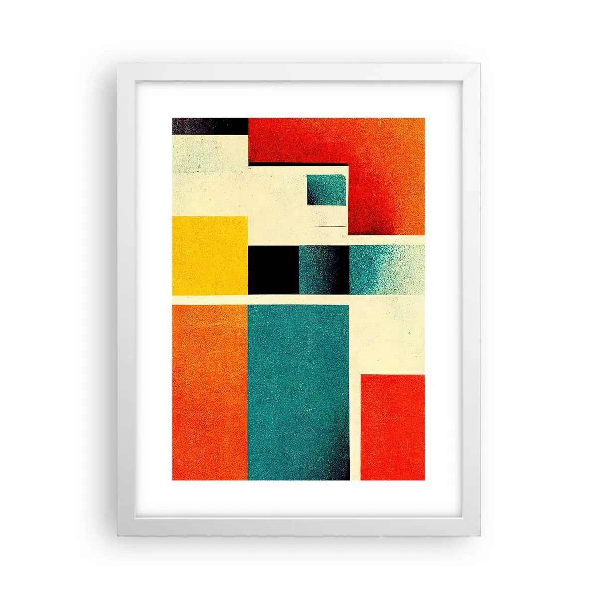 Pôster em moldura branca - Abstração geométrica – boa energia - 30x40 cm