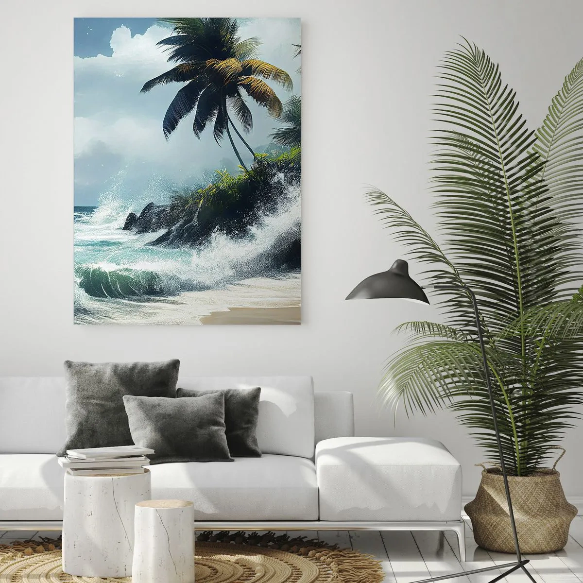 Quadro em vidro - Em uma costa tropical - 80x120 cm