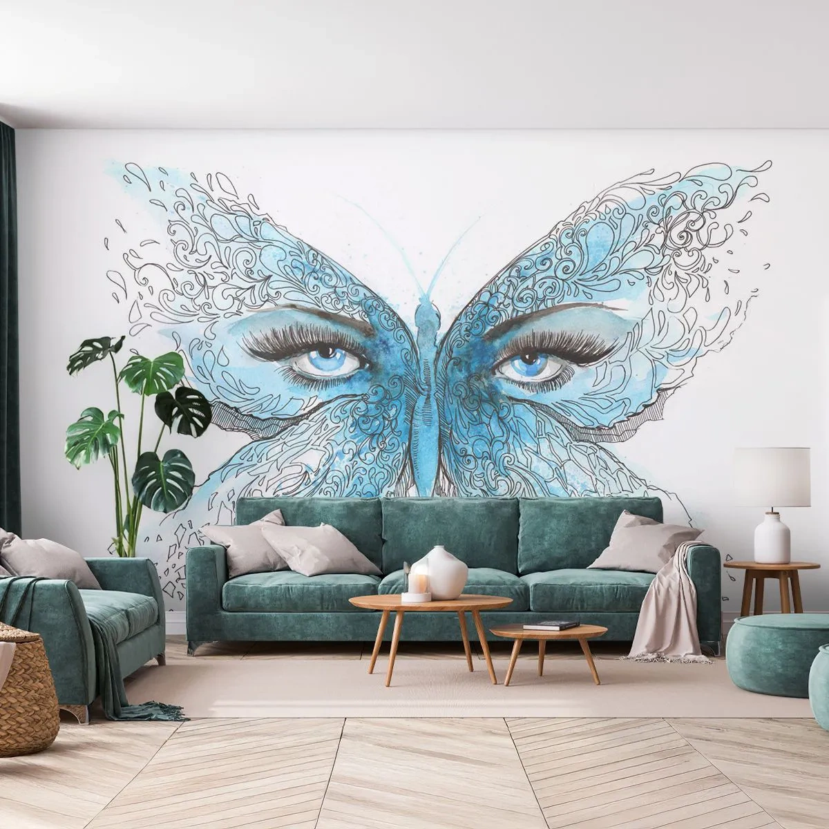 Papel de Parede Standard Eco - Borboleta eros - Abstração, Borboleta, Olhos Femininos - 150x105 cm