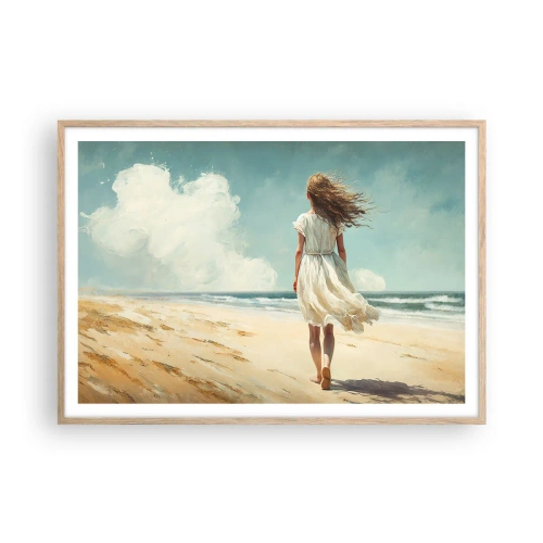 Pôster com moldura de carvalho claro - Para encontrar o sol e o vento - 100x70 cm