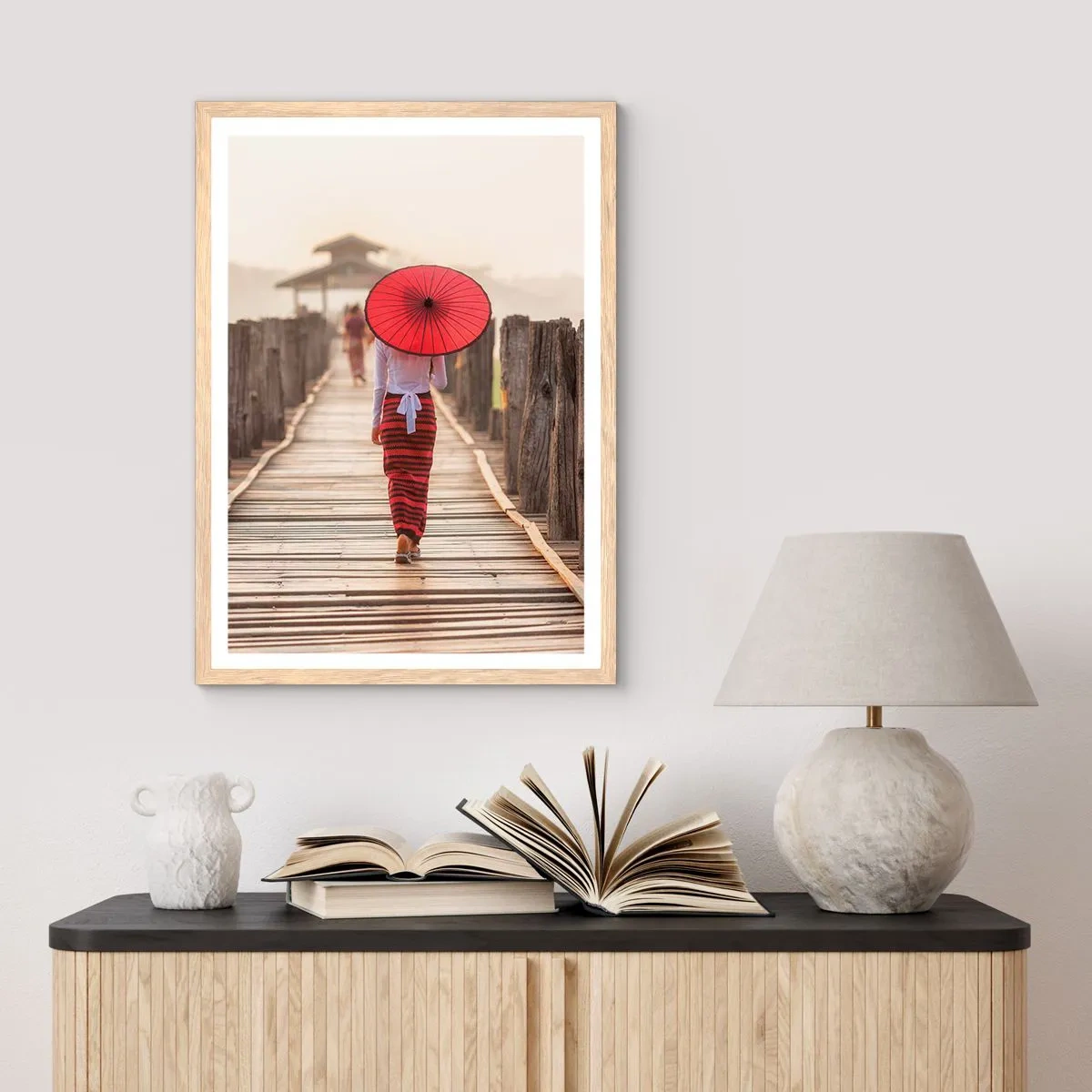 Pôster com moldura de carvalho claro - Na ponte velha - 50x70 cm