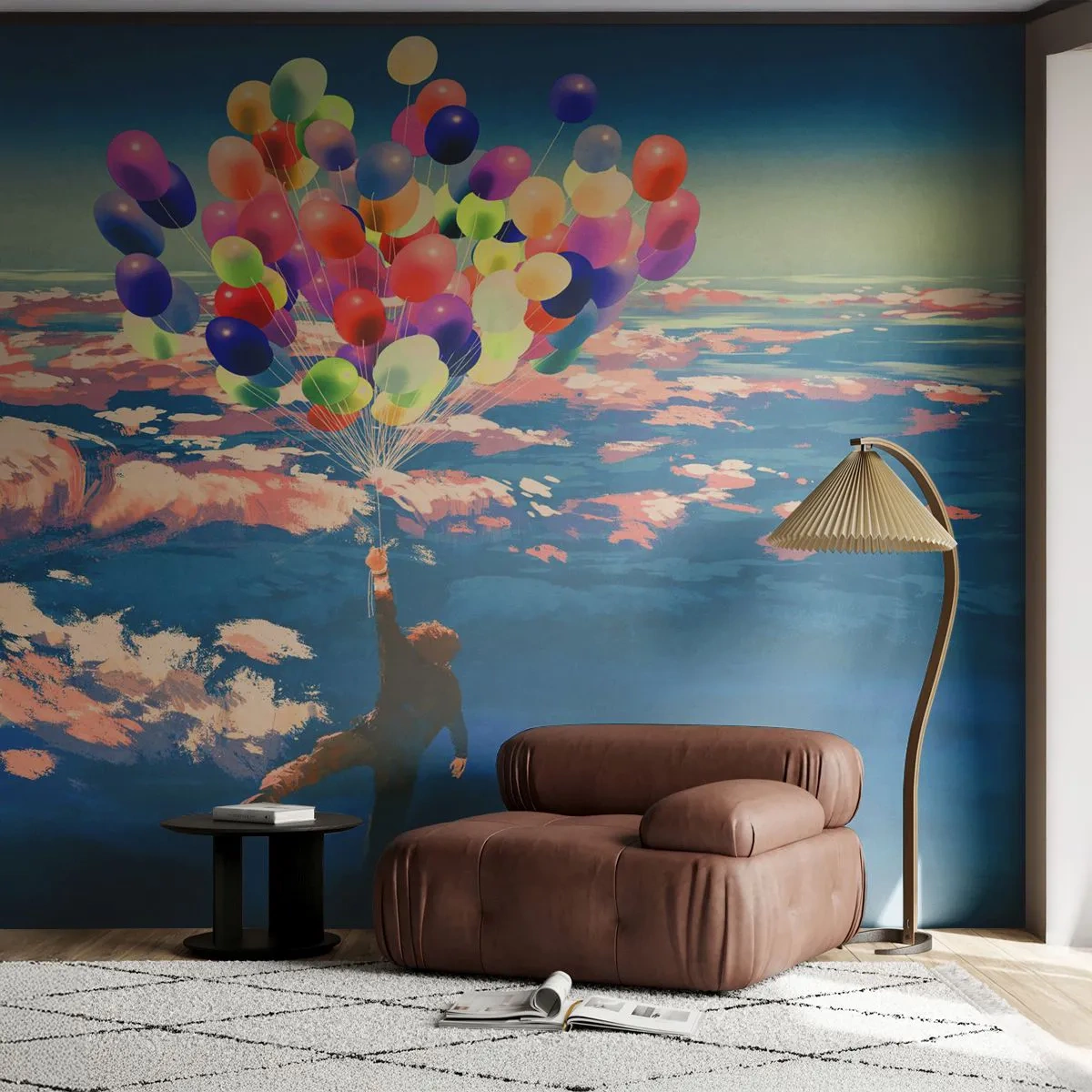 Papel de Parede Premium Sand - Um sonho de infância tornado realidade - Para crianças, Balões Coloridos, Abstração - 100x70 cm
