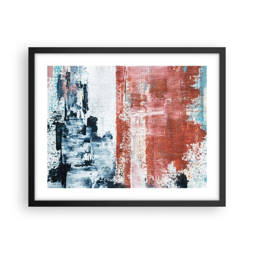 Pôster com moldura preta - Meio a meio abstrato - 50x40 cm