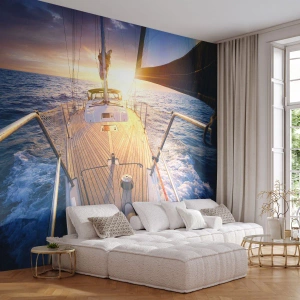 Papel de Parede Autocolante Deluxe Sticker - Correr sobre as ondas - Iate à vela, Mar, navegação - 100x70 cm