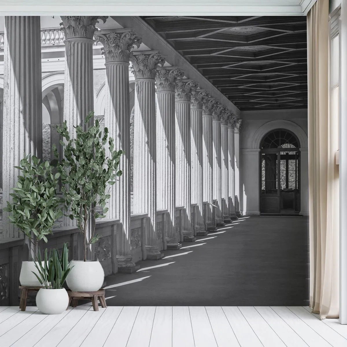 Papel de Parede Premium Sand - Arcada ensolarada - Colunas, Arquitetura, Clássico - 100x70 cm