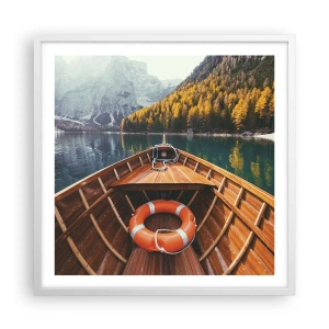 Pôster em moldura branca - Excursão na montanha - 60x60 cm