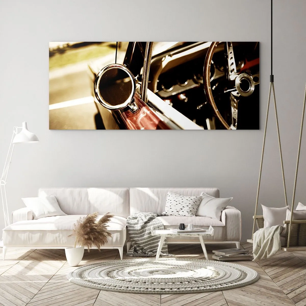 Quadro em vidro - Um carro com alma - 90x30 cm