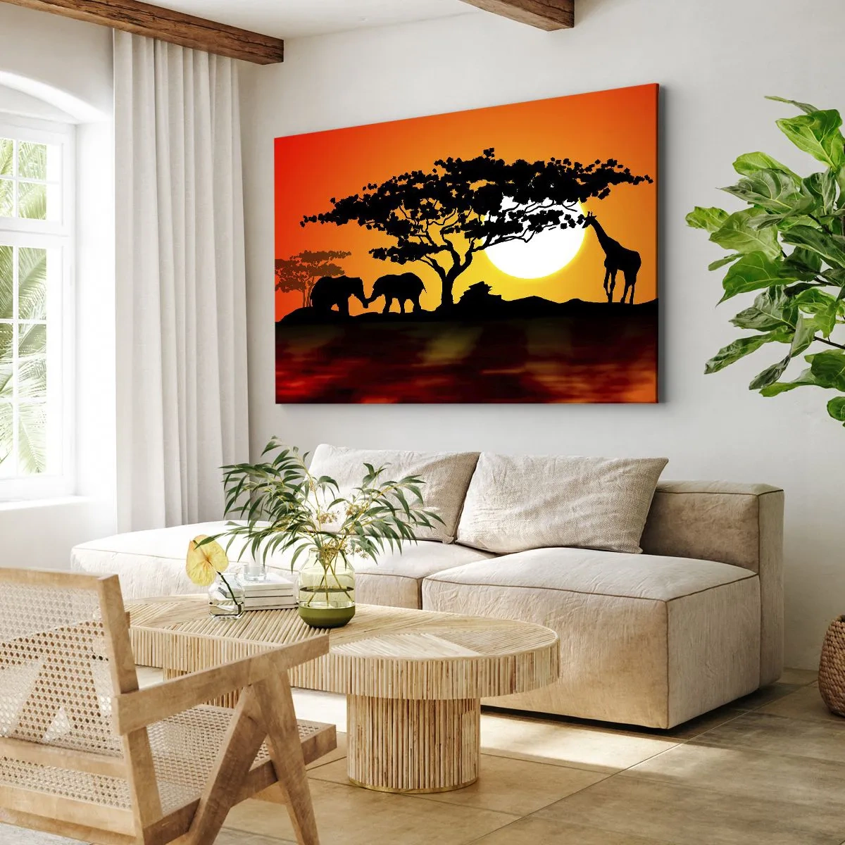 Quadro em tela - Encontro na savana - 100x70 cm