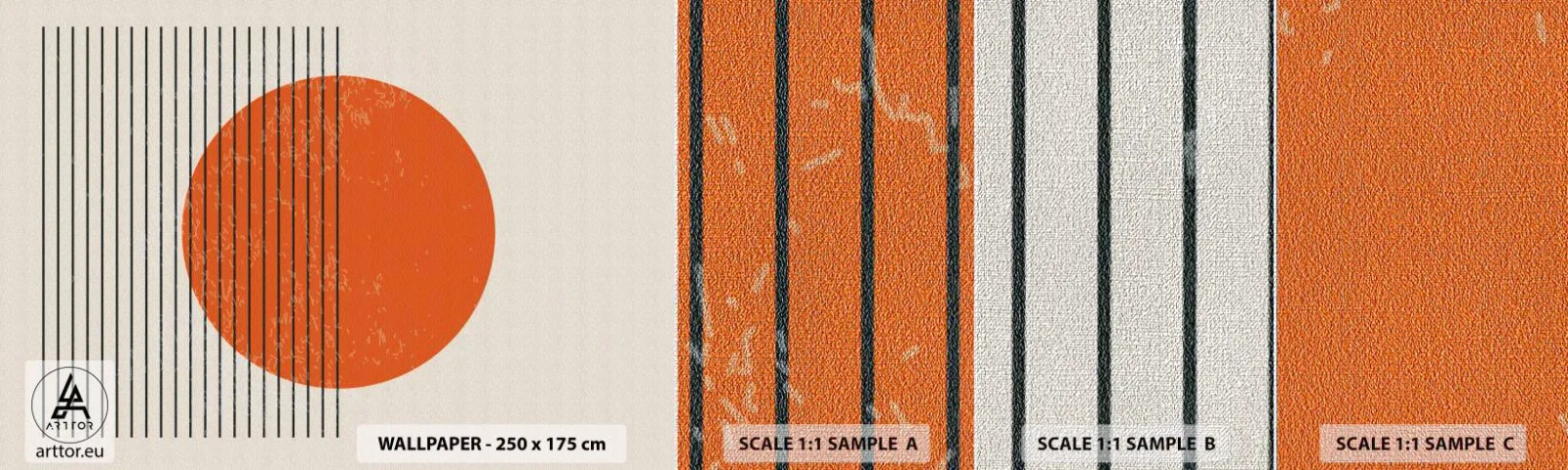 Amostra de papel de parede Premium Canvas - Sempre sol - Sol, Minimalista, Linhas - 100x30 cm