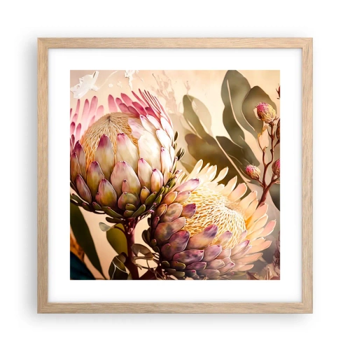 Pôster com moldura de carvalho claro - Abraçado com ternura - 40x40 cm