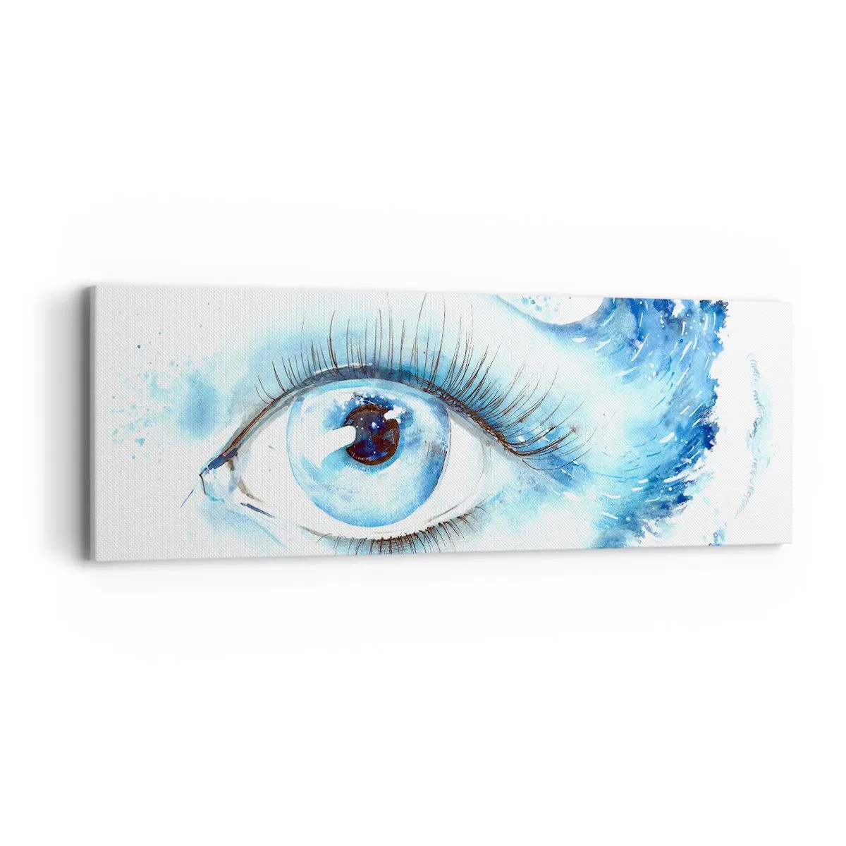 Quadro em tela - Mergulho no olhar azul - 90x30 cm