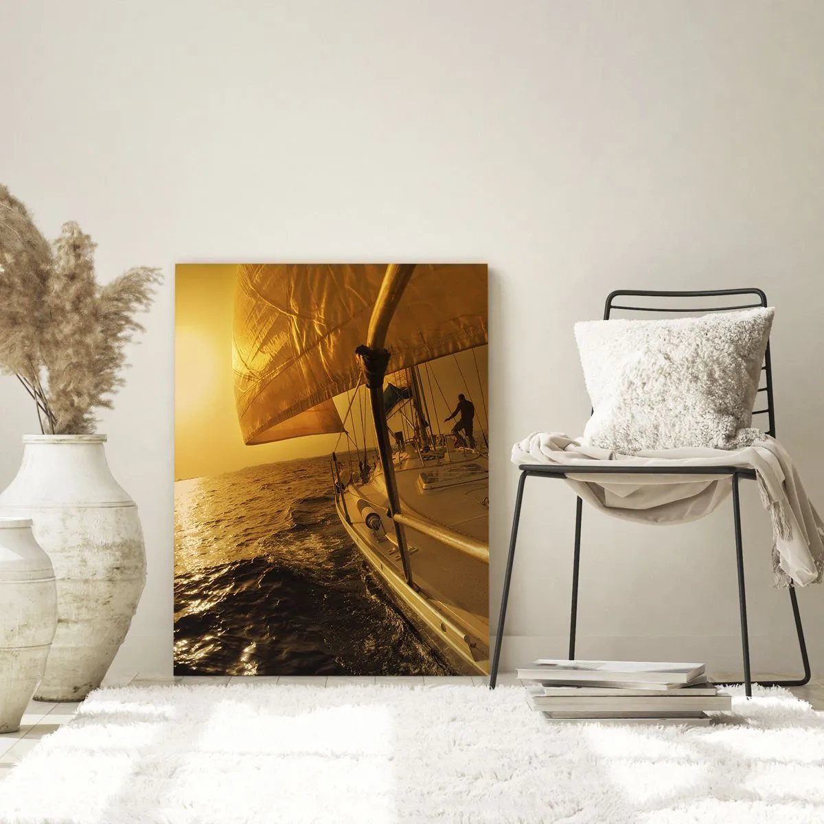 Quadro em vidro - Noite dourada depois de um dia multicolorido - 80x120 cm