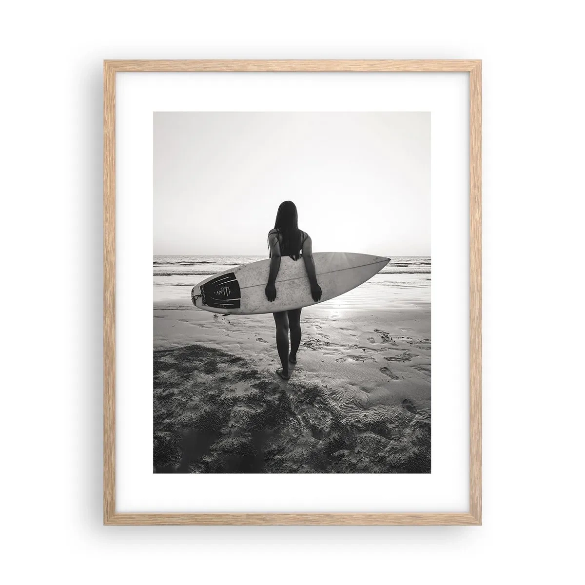 Pôster com moldura de carvalho claro - Filha da onda do mar - 40x50 cm
