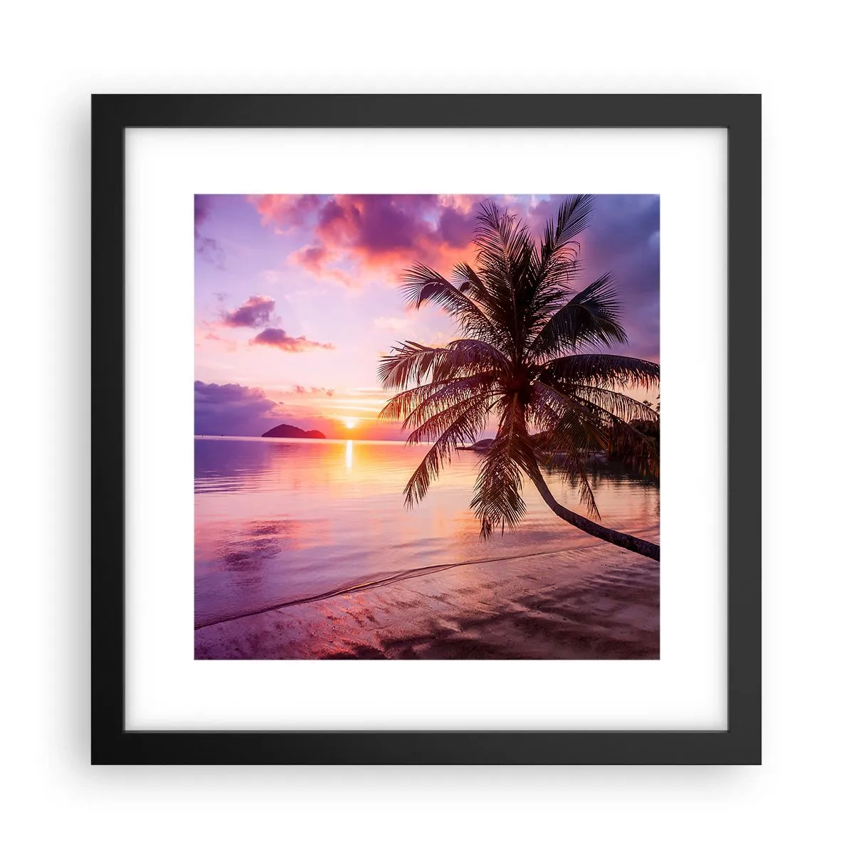 Pôster com moldura preta - Felicidade no horizonte - 30x30 cm