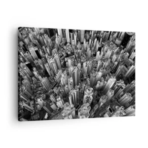 Quadro em tela - Vista aérea da cidade em preto e branco - 70x50cm - Ainda mais alto e mais alto - Decoração de parede moderna para a sala de estar e quarto ARTTOR
