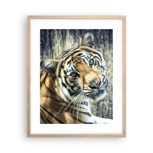 Pôster com moldura de carvalho claro - Retrato em feixes de luz - 40x50 cm