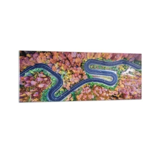 Quadro em vidro - Estrada sinuosa pela floresta - 140x50 cm