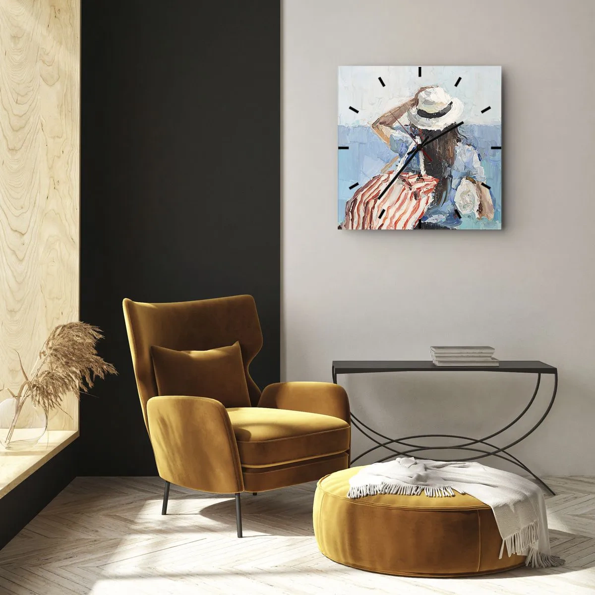 Relógio de parede - Relógio em vidro - Bem-vindo às suas férias - 40x40 cm