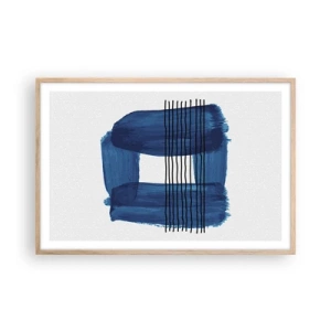 Pôster com moldura de carvalho claro - Composição azul-negra - 91x61 cm