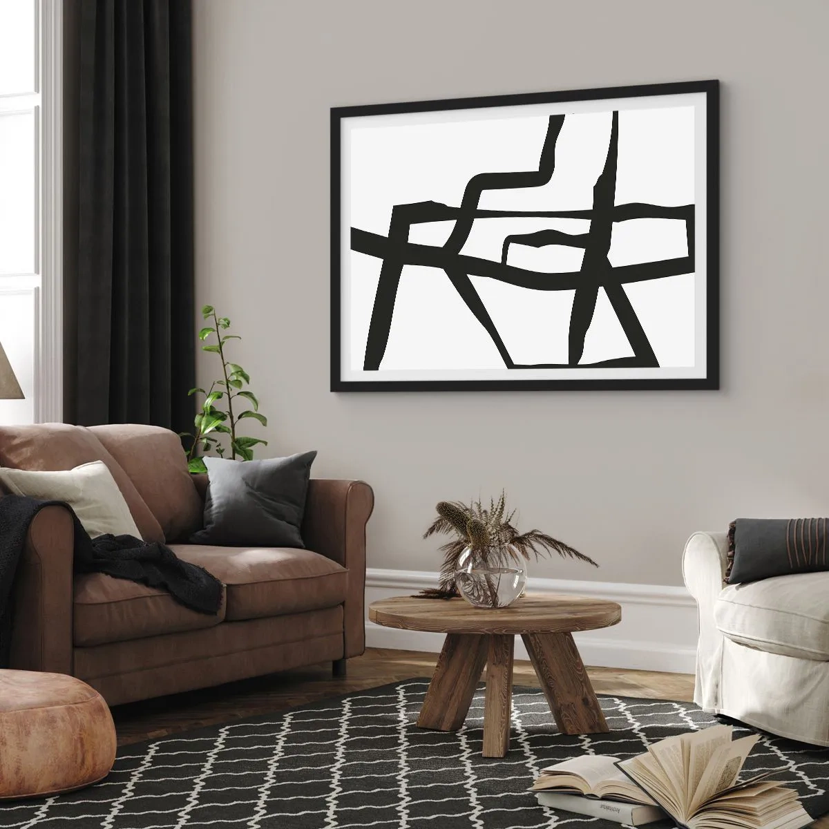 Pôster com moldura preta - Projeto preto e branco - 70x50 cm