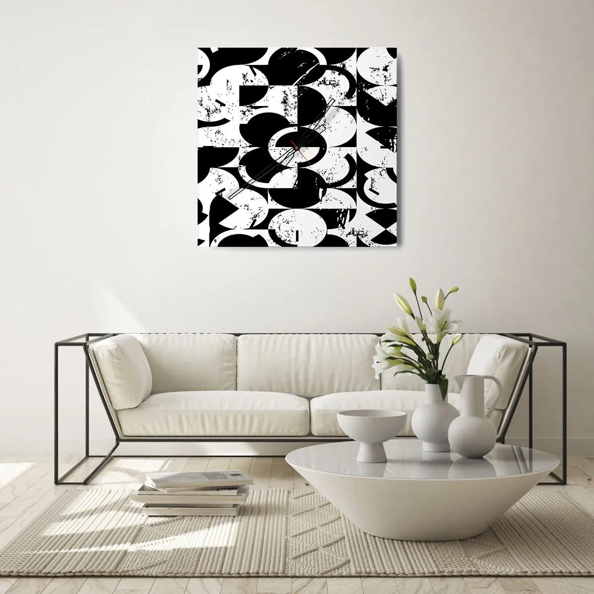 Relógio de parede - Relógio em vidro - O branco é branco e o preto é preto - 30x30 cm