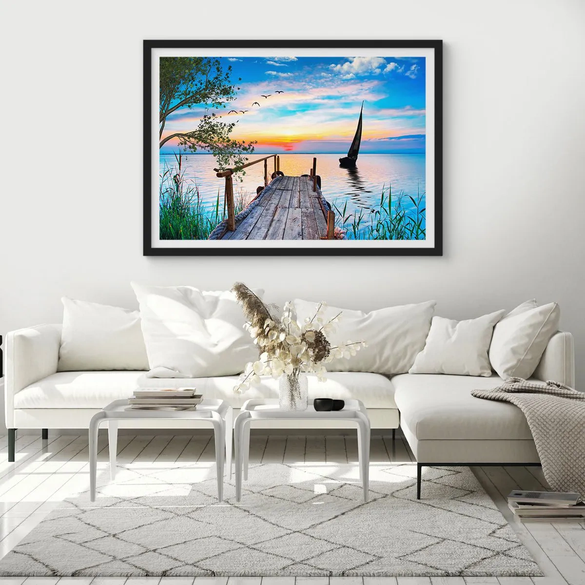 Pôster com moldura preta - Boa noite - 91x61 cm