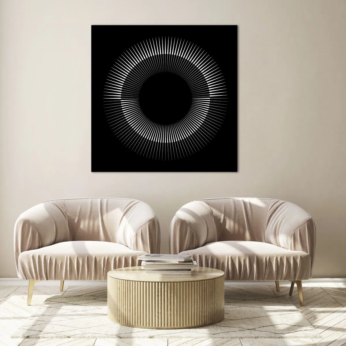 Quadro em vidro - Sol preto - 40x40 cm