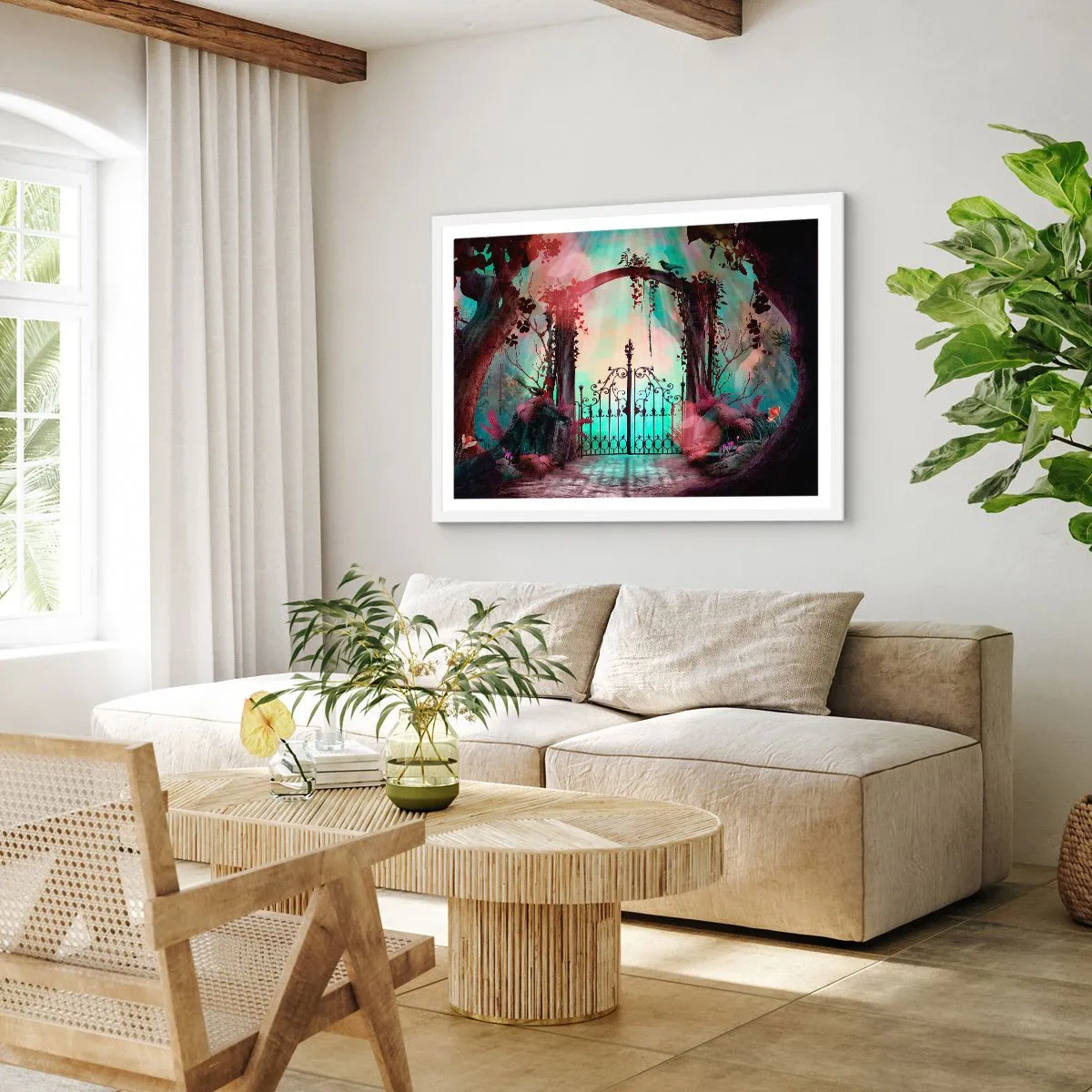 Pôster em moldura branca - Jardim secreto - 40x30 cm