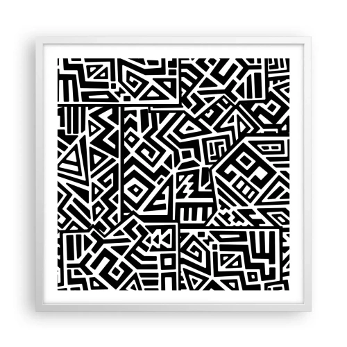 Pôster em moldura branca - Composição pré-colombiana - 60x60 cm