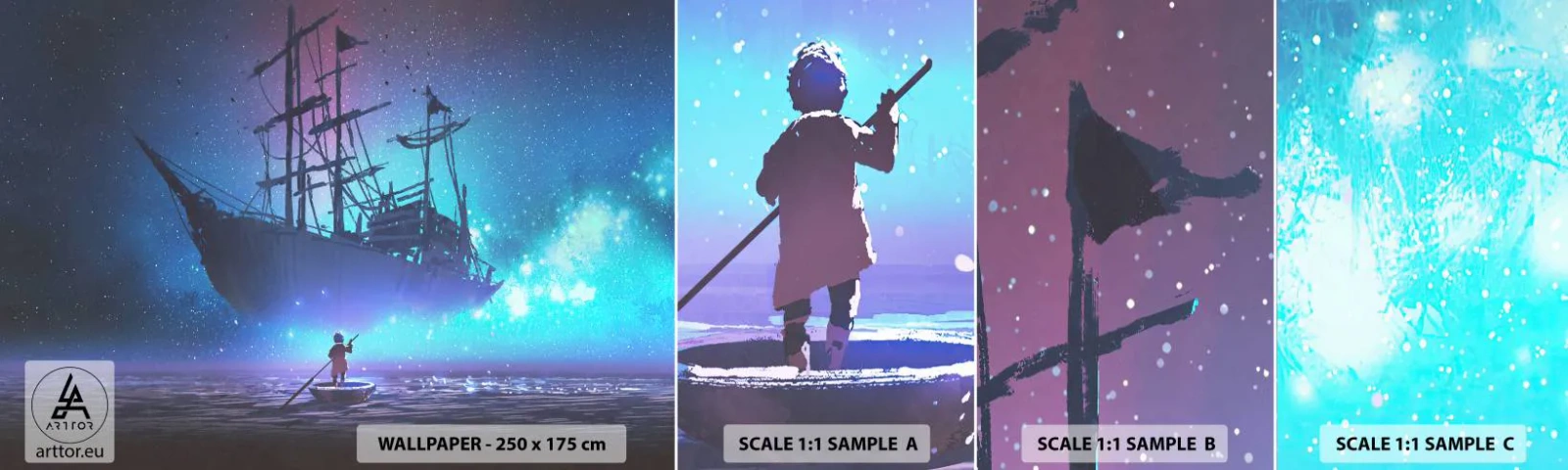 Amostra de Papel de Parede Standard Eco - Um encontro com o mito do mar - Gráficos, Fantasia, Navio fantasma - 100x30 cm