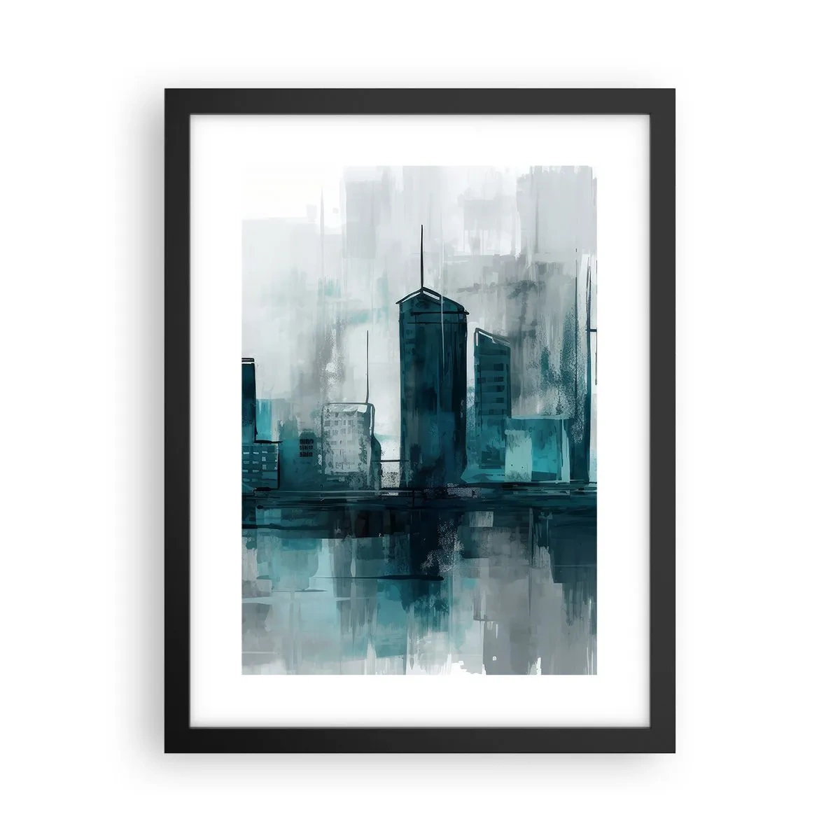 Pôster com moldura preta - Uma cidade da cor da chuva - 30x40 cm