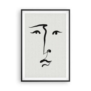 Pôster com moldura preta - Retrato com uma linha - 61x91 cm