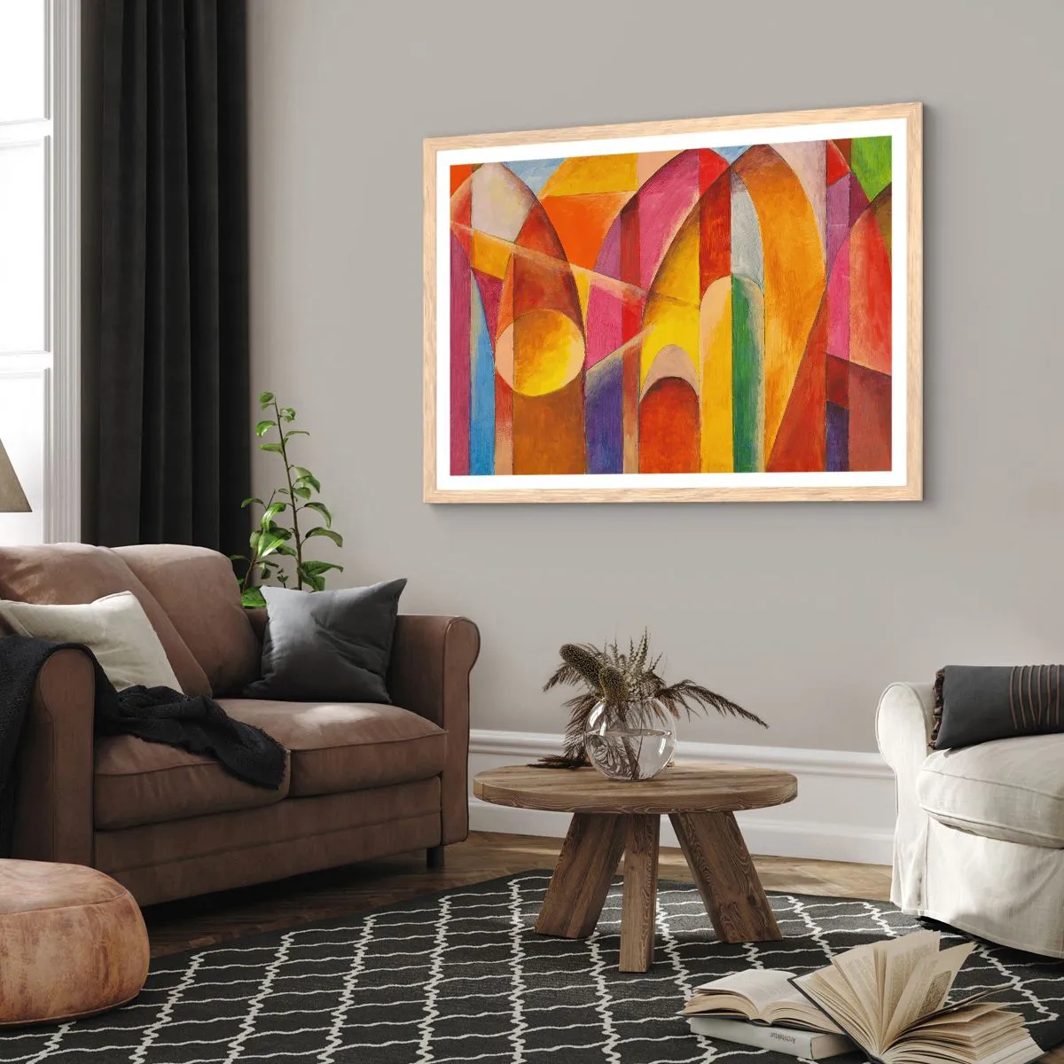 Pôster com moldura de carvalho claro - Catedral do Sol - 91x61 cm
