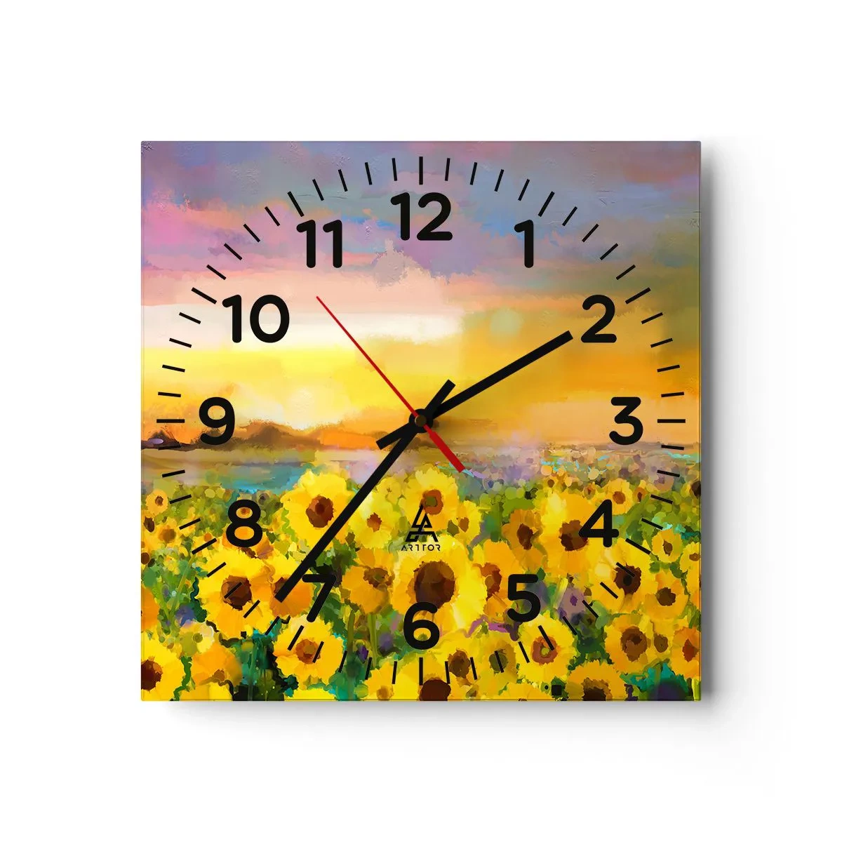 Relógio de parede - Relógio em vidro - O próprio sol desceu à terra - 40x40 cm