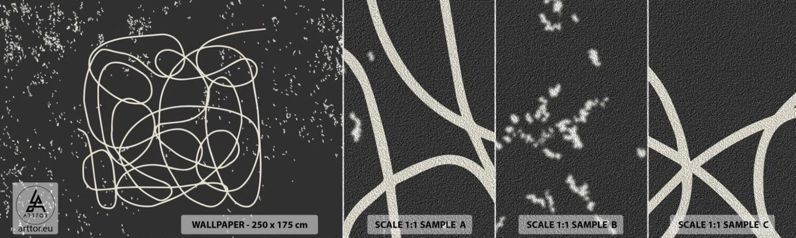 Amostra de papel de parede Premium Sand - Pensamentos errantes - Abstração, Gráficos, Pedaço - 100x30 cm