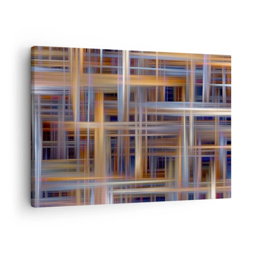 Quadro em tela - Padrões geométricos abstratos em cores pastel - 70x50cm - Tecido de luz - Decoração de parede moderna para a sala de estar e quarto ARTTOR