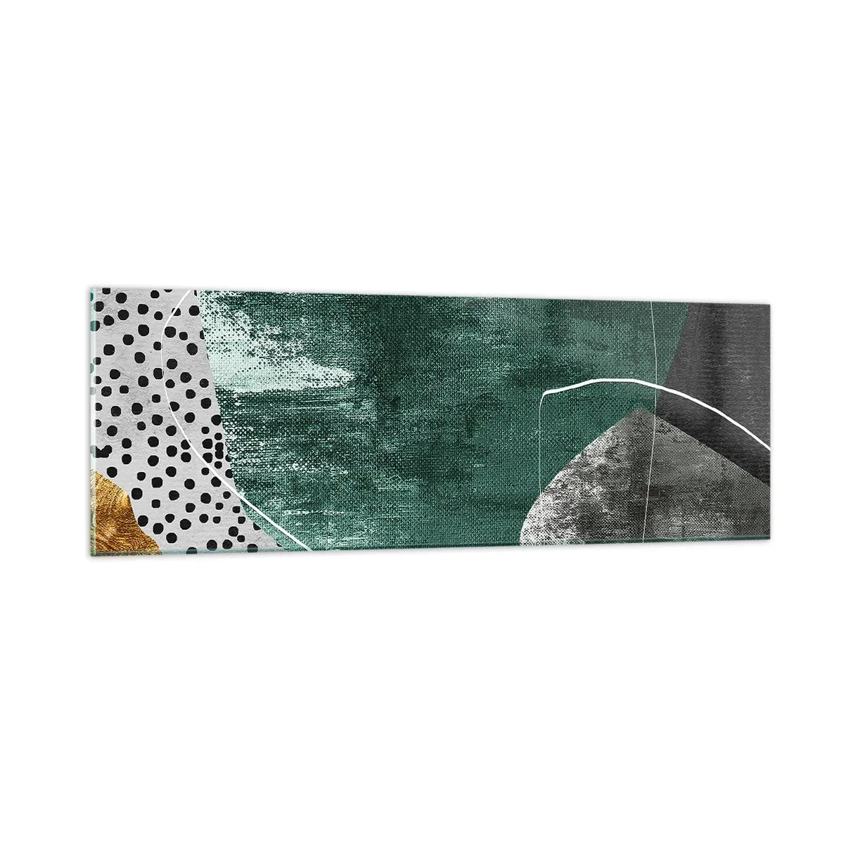 Quadro em vidro - Abstração colorida com folha de ouro - 90x30 cm