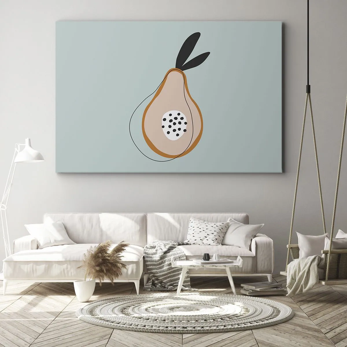 Quadro em tela - Pera abstrata em um fundo claro - 70x50cm - Penetrar na natureza das coisas - Decoração de parede moderna para a sala de estar e quarto ARTTOR