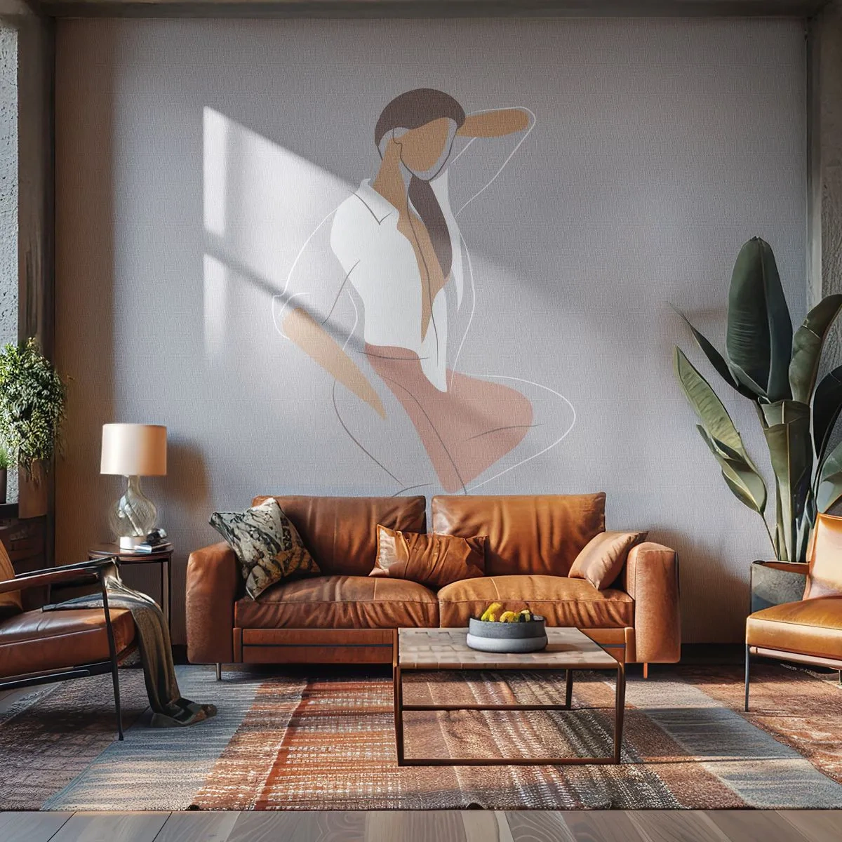 Papel de Parede Autocolante Deluxe Sticker - O esboço do encanto - Mulher, Gráficos, Modelo - 350x256 cm