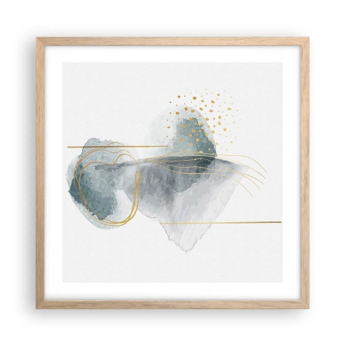 Pôster com moldura de carvalho claro - Sobre a relação entre o cinza e o dourado - 50x50 cm