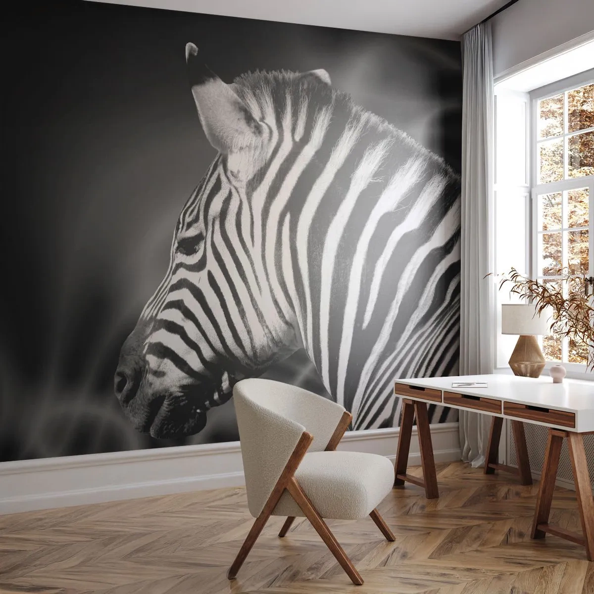 Papel de Parede Premium Canvas - O branco é branco e o preto é preto - Costelas, Preto e branco, Animais - 350x256 cm